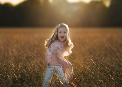 golden hour photograph with little girl